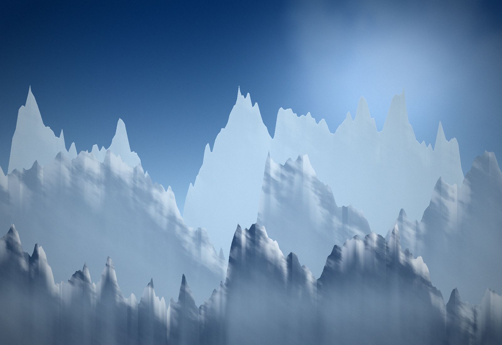 Ilustración de picos nevados bajo un cielo azul
